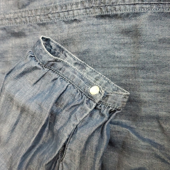 Talbots Ruffle Collar Chambray Blouse XL - Picture 3 of 4